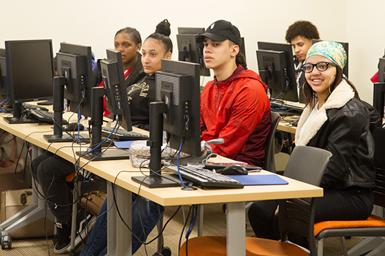 Early college students in a classroom