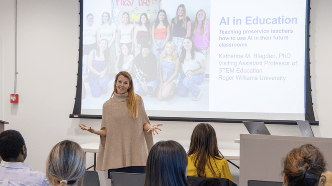 Katherine Blagden presents on artificial intelligence in education.