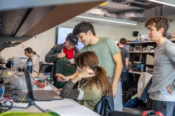 Students working together in an engineering lab