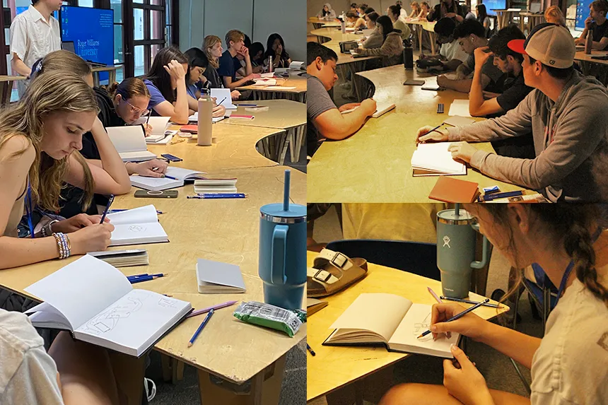 Summer Academy students during drawing classes