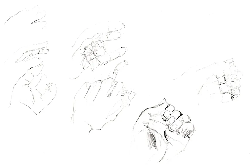 A realistic drawing of a hand by a Summer Academy Student