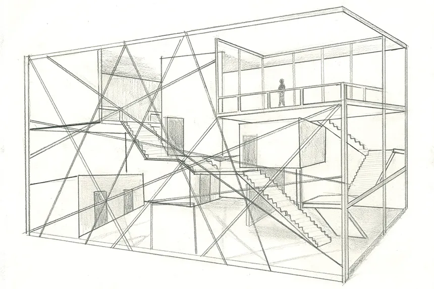 Geometric building sketch by a Summer Academy Student
