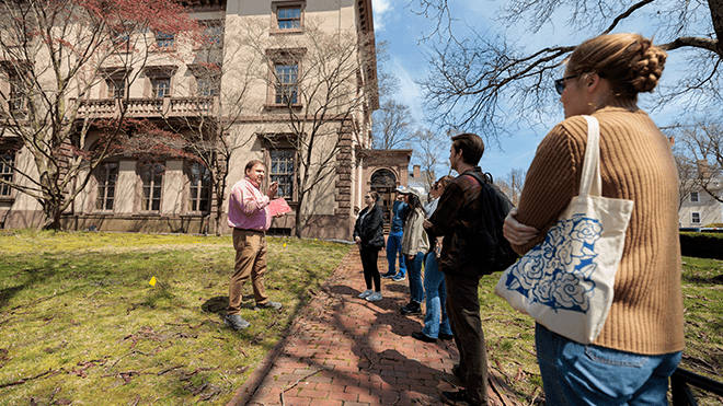 A group of students visiting their site in Newport, RI