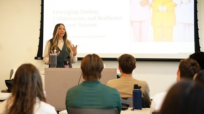 Students gain firsthand insights from successful entrepreneurs on the essentials of launching and growing a successful business.