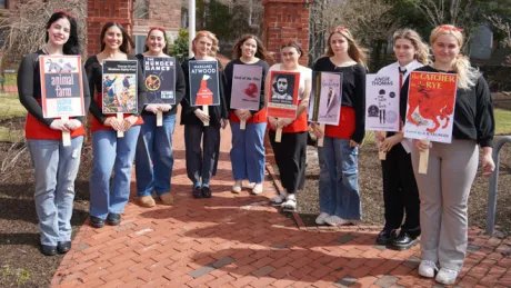 RWU students outside of Rogers Free Library