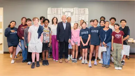 Mandell-Boisclair Justice Camp participants pose with camp co-founder Attorney Mark Mandell.