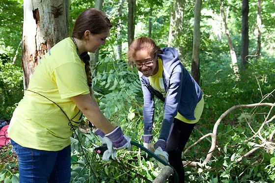 Students doing community service.