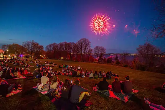 Students at spring fireworks.