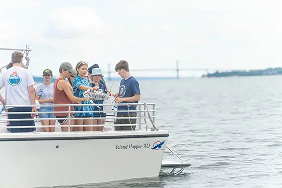 Students research onboard RWU's boat