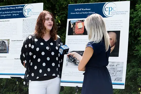 A student is interviewed on their public humanities research