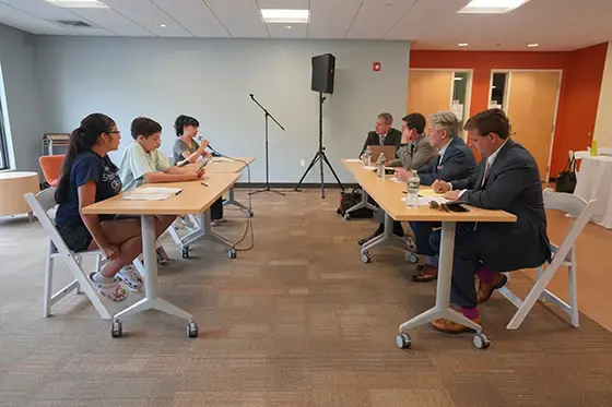 Students interview a panel