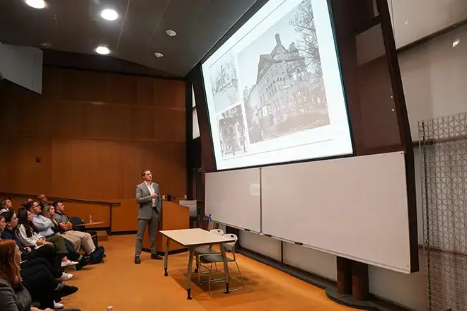 An architecture student presents on their internship.