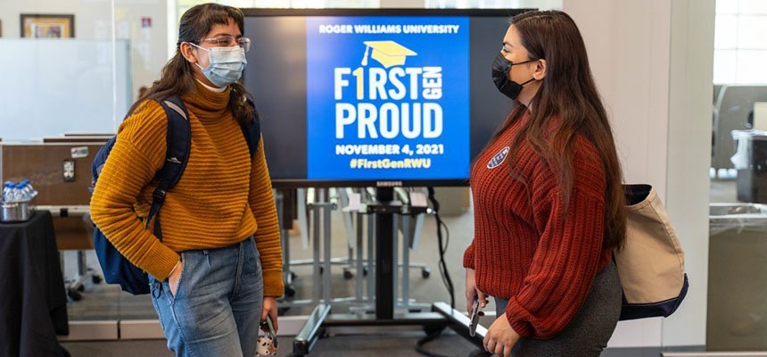 two students during RWU's inaugural First Generation Day Celebration