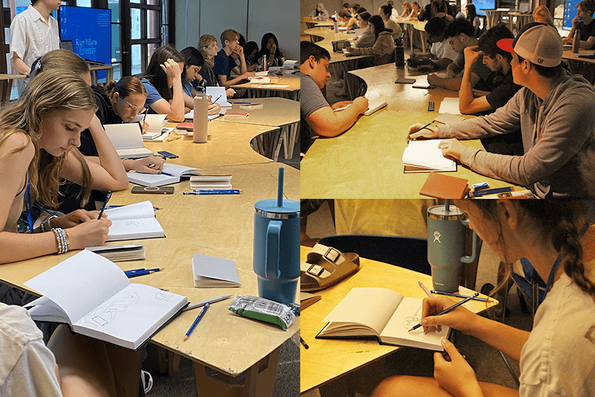 Summer Academy students during drawing classes