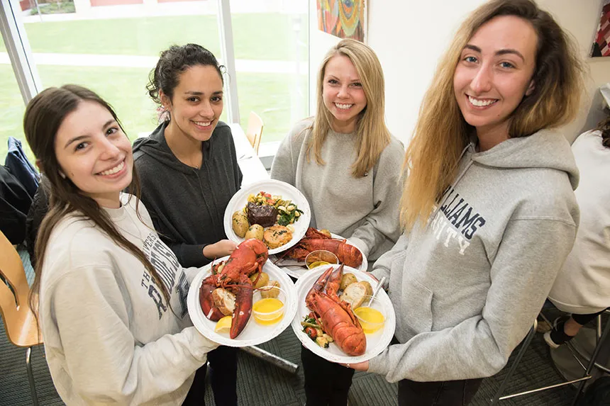 Students with lobsters