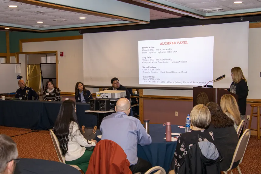 A photo of the MPA and Leadership alumni panel at the 2022 RIASPA Conference