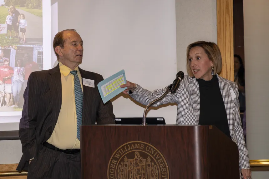 RWU MPA alumna Beth Flanagan addresses the 2022 RIASPA Conference