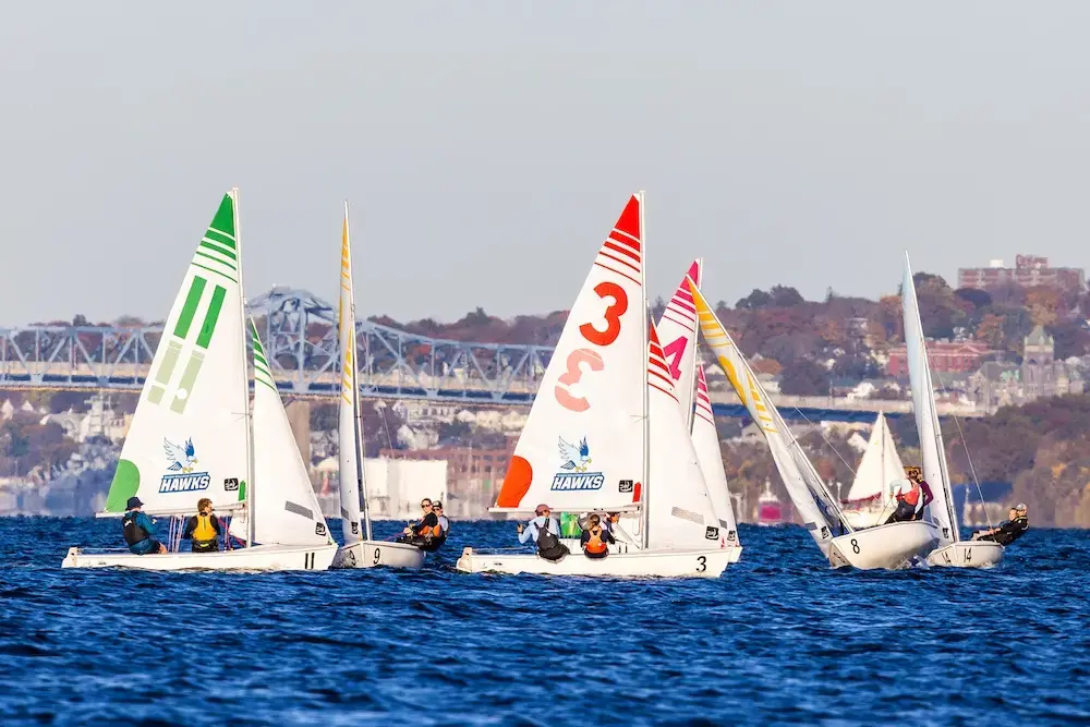 RWU sailing team on Mount Hope Bay.