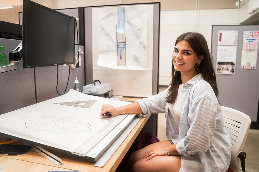 Student works in architecture studio